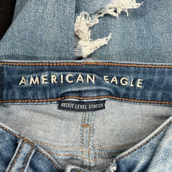 American Eagle Women's Distressed Next Level Stretch Super High Rise Jeggings - Picture 8 of 11